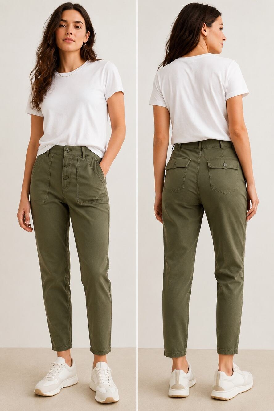 American Eagle Olive Utility Pants Button Fly Tapered Size 4 S NEW Gorpcore